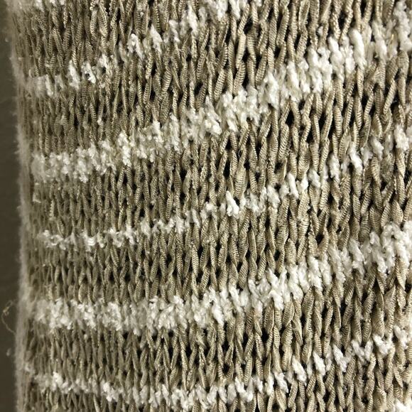 Soft Surroundings tan cream striped knit open front long cardigan sweater Small - Picture 5 of 14